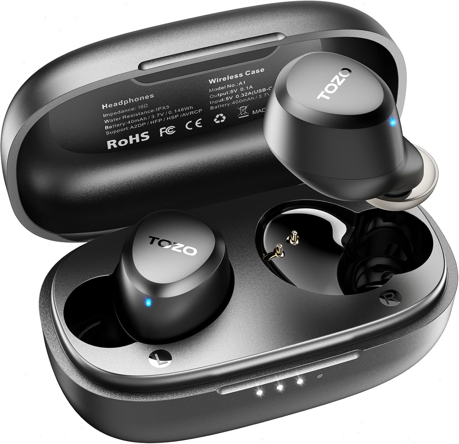 TOZO A1 Classic Wireless Earbuds In-Ear Mini Light-Weight Headphones, Black