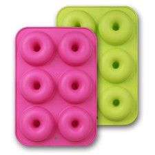 2 Pack Silicone Donut Molds Non Stick Baking Pan for Cake Bisquit Bagels