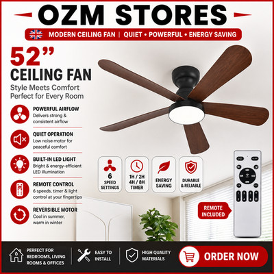 42'' große LED Deckenventilatoren mit Licht Smart Fan Licht 6 Geschwindigkeiten doppelseitige Flügel