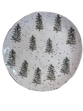 4 Potter's Studio 7 1/2" Side Plate with Green Pine Trees and Gold Snow Accents