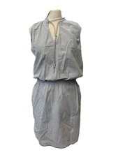 H&M Logg Blue Striped Dress Size S Sleeveless Short V Neck Cotton Blend Women’s 