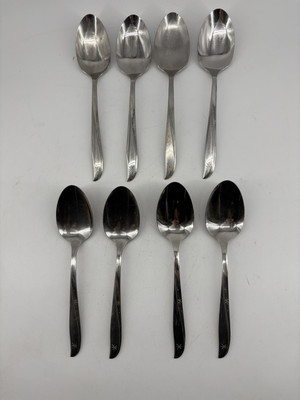 8 Oneida Twin Star Atomic Starburst Stainless Flatware Serving Spoon Lot 8 
