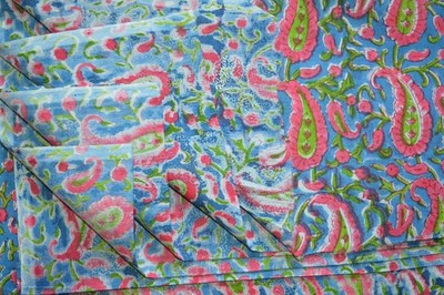 NO TARRIF CHARGES 100% ZK_223 Hand Block Print Fabric 100%Cotton 7 Yard