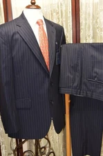 NWT Coppley x Loro Piana Super 120s wool Canada 44 R 1 vent pinstripe suit p1j3