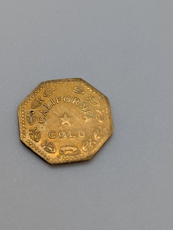 Ficha de oro de California 1859 octágono Foto 2 de 3