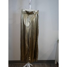 Star City Gold Metallic Pants Small Made in USA Wide Leg Elastic Waist