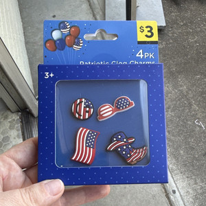 Patriotic American Flag Shoe Charms Set, Rubber, Red White Blue, Kids
