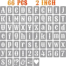 2-Inch Alphabet Stencil Kit, 66 Reusable Templates for Art and Craft Projects