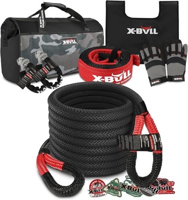 X-BULL Berge-Set 7-tlg. Kinetisches Abschleppseil 34.000 lbs Softschäkel OffRoad