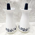Vintage Pyrex Old Town Blue Salt and Pepper Shakers 4.5" Milk Glass Blue Onion