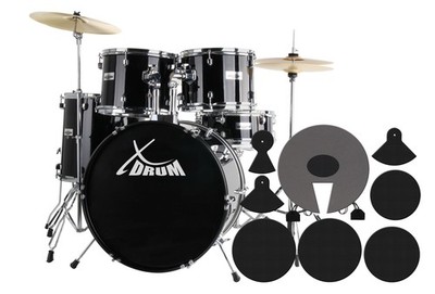 XDrum Semi 20'' Studio Schlagzeug Drum Set Percussion Drumset Zubehör Schule Bk