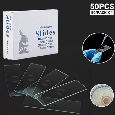 Concave Microscope Glass Slides Single Depression 1x3'' Pack of 50 Slides