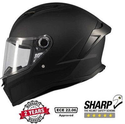 MT STINGER 2.0 PURE FULL FACE ECE22.06 DOT MOTORCYCLE HELMET PURE MATT BLACK