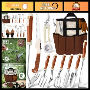 12 Ensemble d'outils de jardin de poids lourds Pcs avec gants, désherbeur, sac de rangement - Gar parfait