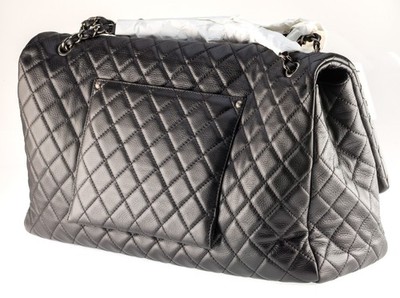 Chanel XXL Travel Flap Bag Black Caviar Leather 16S A91169 Box and