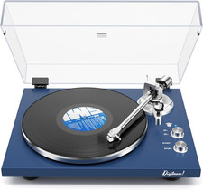Belt Drive Turntable for Vinyl Record Player, Bluetooth Output, Built-In Phono P