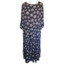 Khost Navy Animal Star Print Tiered Dress Women's Size UK 14