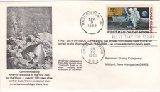 C76 10&cent; FIRST MAN ON THE MOON - Kenmore Stamp Company Cachet  FDC.   bb14