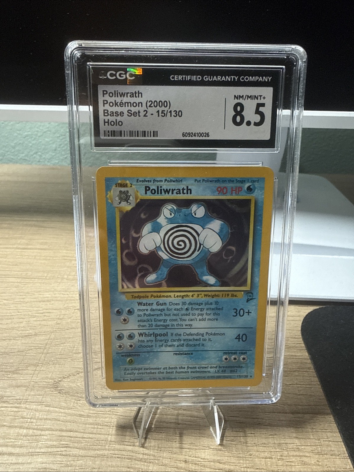 Pokemon Poliwrath 15/130 Base Set 2 Holo