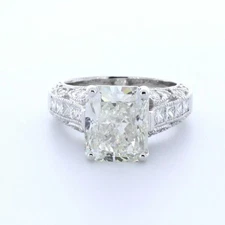 Engagement Ring Vintage 14K White Gold 7.28 CT Radiant Lab-Grown Diamond H VS2