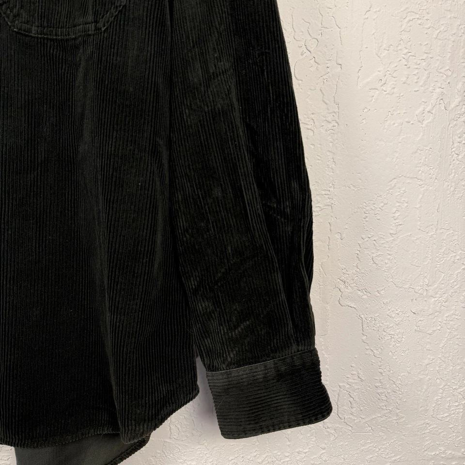 Camisa De Colección Años 90 Marrón Oscuro Pana Abotonada Grande Pesada Desteñida Grunge Foto 3 de 4