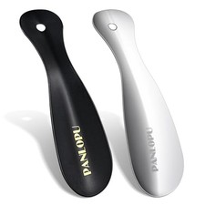 Metal Shoe Horn 7.5Inch Portable Quality Stainless Steeln Shoe Black Silvery