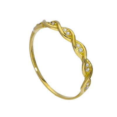 Ring 9 kt Gold & klar CZ Kristallgeflecht Größe I - U