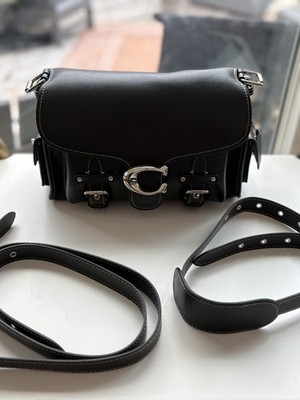 New Coach CT721 Leather Soft Tabby Shoulder Bag Crossbody Black