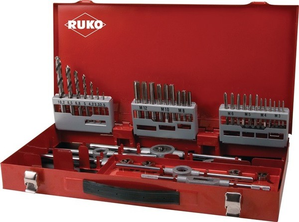 Ruko 245030 Gewindeschneidzeug-Satz M3-M4-M5-M6-M8-M10-M12 44 Teilig Hss-image