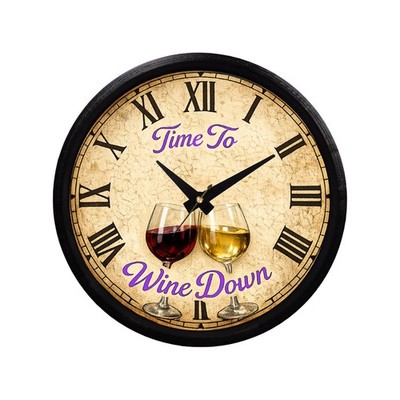 Wine Wall Clock    Time to Wine Down    8.5  Round Clock   3D Printed Frame