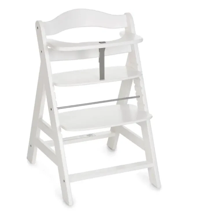Hauck Alpha Wooden Highchair White Adjustable Growing Baby Highchair
