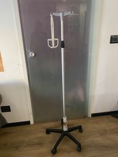 Asta Portaflebo in acciaio inox con 2 ganci e 5 ruote con freni - aste per flebo