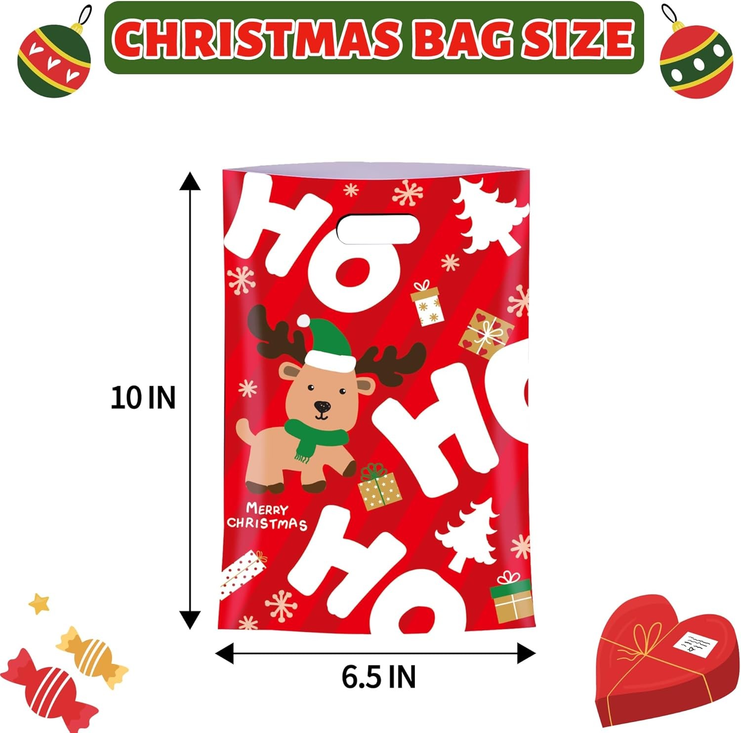 MOSHAKALA 40 Pcs Christmas Bags with Handles- 40 Count (Pack of 1), 