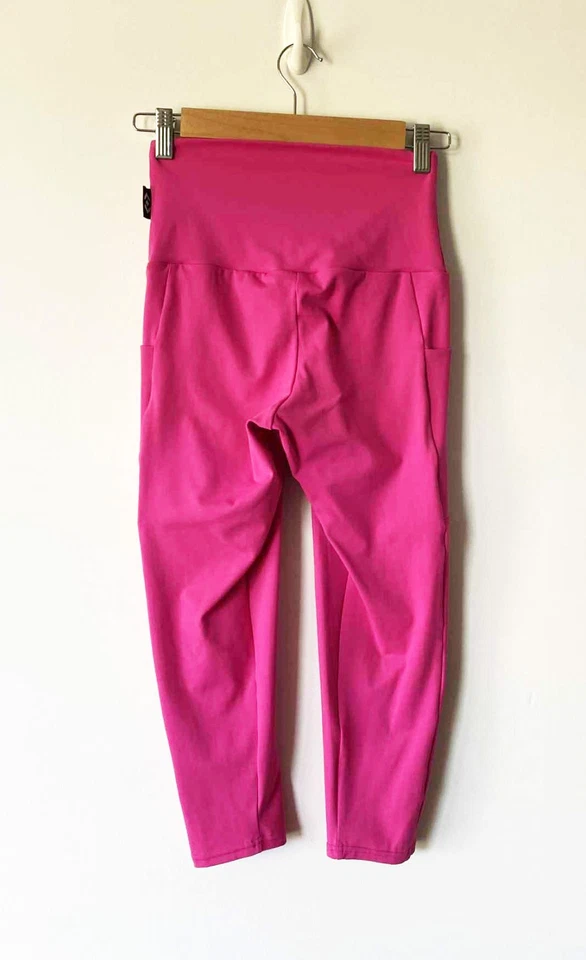 Exoticathletica Pink High Waist Panel Pocket Capri Leggings Size M 10-12 Exotica - image 3 of 4