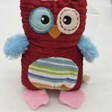 Dan Dee Owl Plush Stuffed Toy Small Red Blue Pink Striped Belly Soft Cute