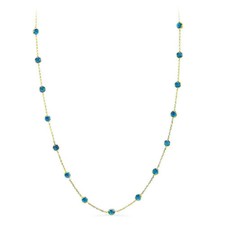 14K Yellow Gold Over Station Necklace With London Blue Topaz By The Yard 16"-20"
