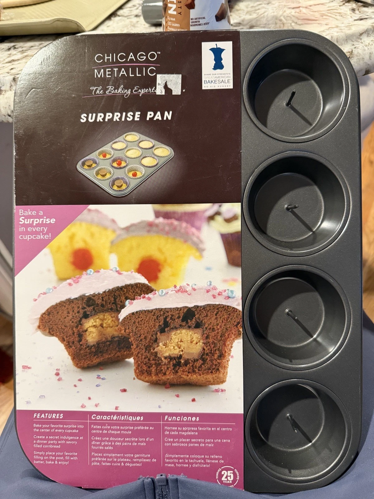 Chicago Metallic Cupcake Surprise Baking Non Stick 12 Muffin Pan Filled Cake