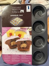 Chicago Metallic Cupcake  Surprise Baking Non Stick 12 Muffin Pan Filled Cake
