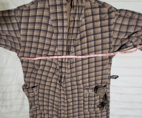Unisex Plaid Cotton Bathrobe Brown Cozy Loungewear M/L Mans Womans  - Picture 9 of 15