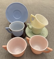 Vintage 7-Piece Pastel Milk Glass 1940s Child's Tea Set