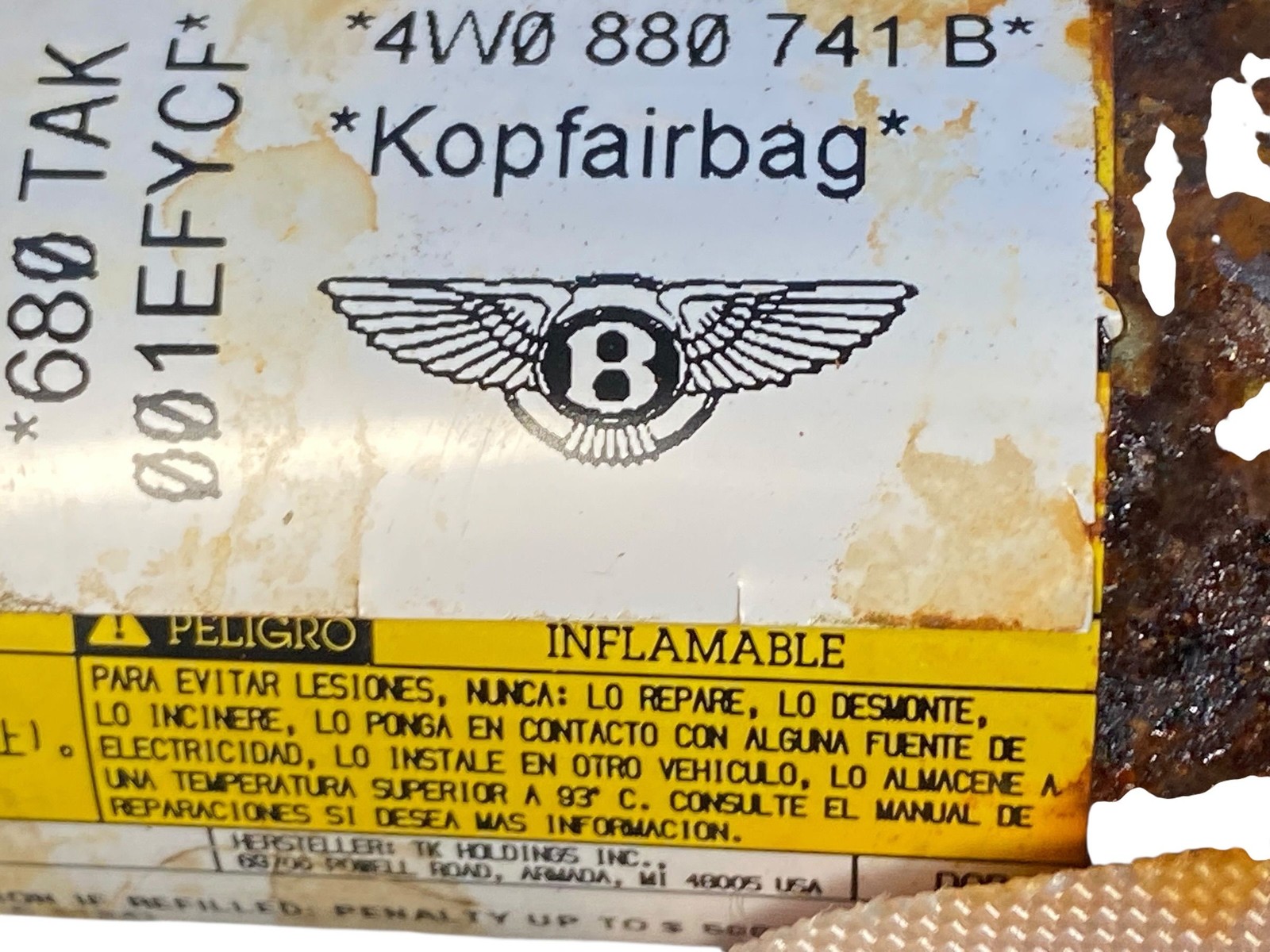 2013-2019 BENTLEY FLYING SPUR 4W 223B LEFT SIDE ROOF MOUNTED CURTAIN AIR BAG SRS