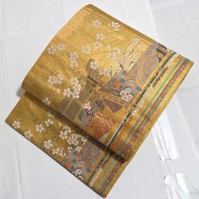 A5 Kimono Relaxation Strip Of Colored Paper Flowers And Birds Pattern Gold