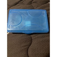 Sterilite Splash Tint Pencil Box Blue Translucent Plastic School Storage 1729