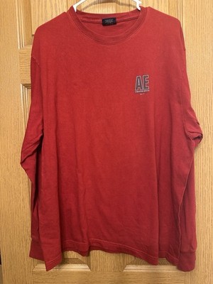 American Eagle Outfitters Shirt Men Medium Long Sleeve Spell Out Red Y2K