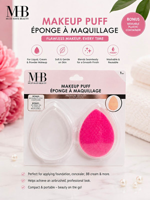 Must-Have Beauty Teardrop Makeup Puff Pink Washable Reusable, With Case 2 pc
