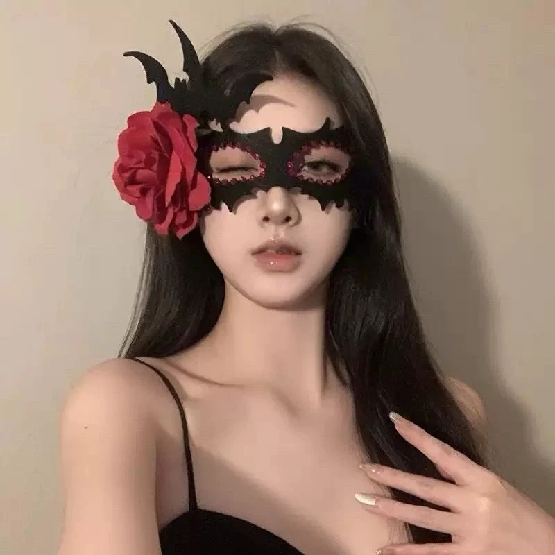 Halloween Female Black Flower Mask Masquerade Party Mysterious Half Face Mask - Image 3 of 4