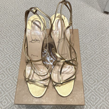 Christian Louboutin Women s Gold Leather Stra...