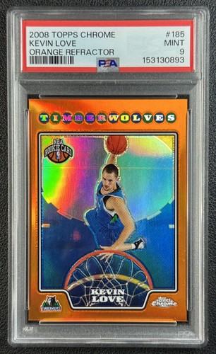 KEVIN LOVE PSA 9 2008-09 TOPPS CHROME #185 ROOKIE ORANGE REFRACTOR RC 242/499