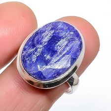 Sapphire Gemstone Band Ring Size 925 Sterling Silver