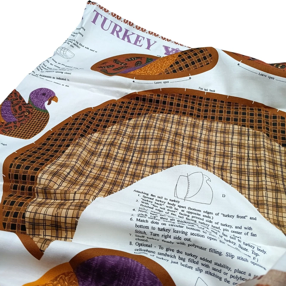 Kit de costura de panel de tela artesanal de pavo retazos de acción de gracias vintage Cranston VIP Foto 2 de 2